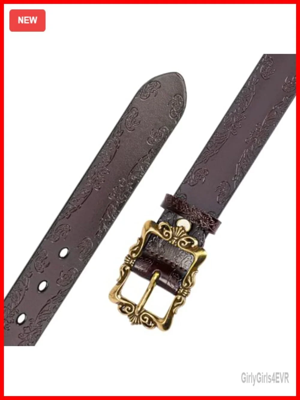 Women's Leather Belt with Pin Buckle for Jeans and Trousers